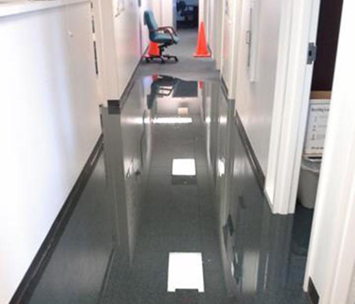 wet commercial hallway