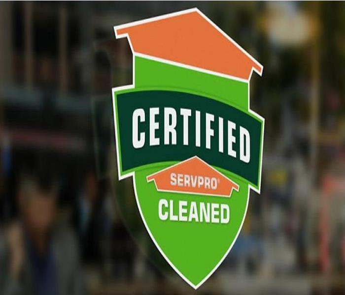 Certified: SERVPRO Cleaned seal on window 